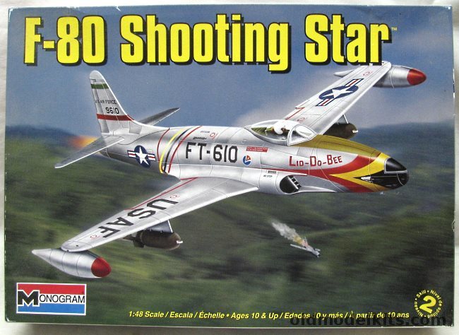 Monogram 1/48 F-80 Shooting Star - 25 FIS 51 FIW 'Lid-Do-Bee' Oct 1950 or Acrojets Demonstration Team Williams AFB AZ 1949, 85-5311 plastic model kit